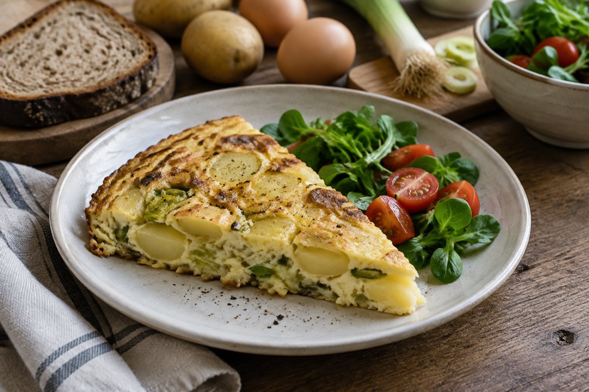 Frittata s bramborami a pórkem