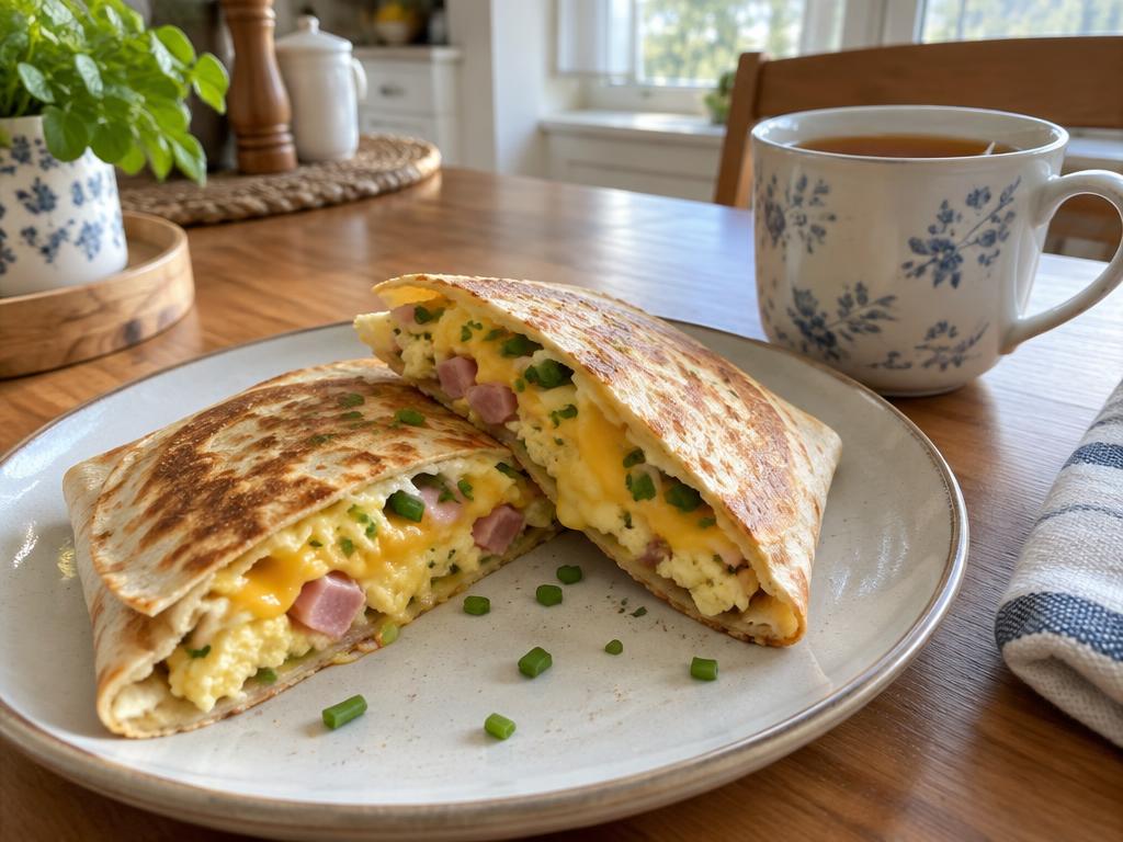 Tortilla se šunkou, vejcem a sýrem