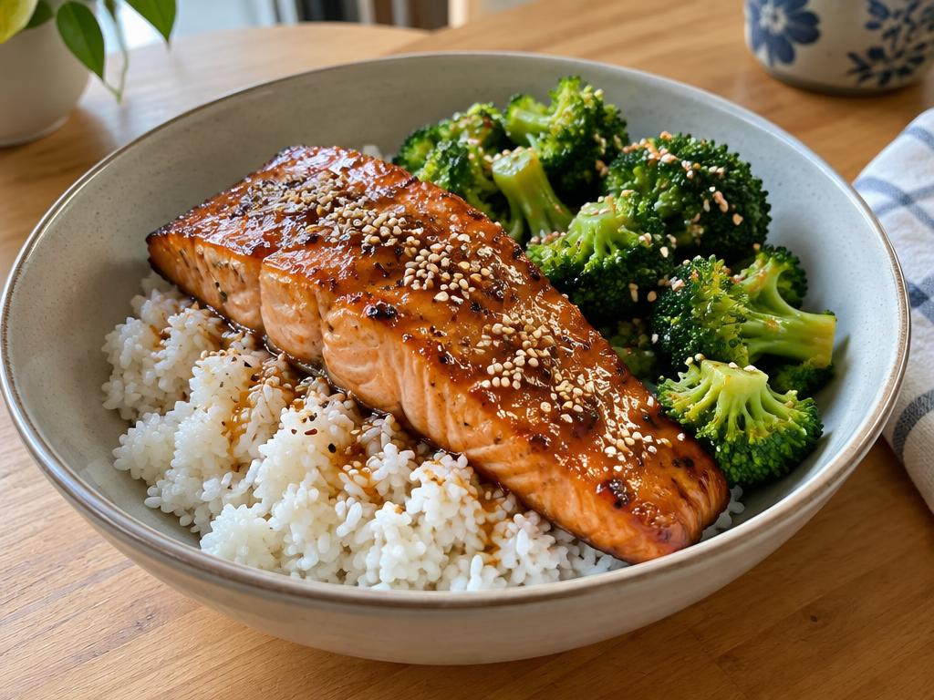 Losos teriyaki s rýží