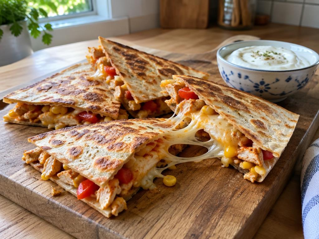 Quesadilla s kuřetem a kukuřicí