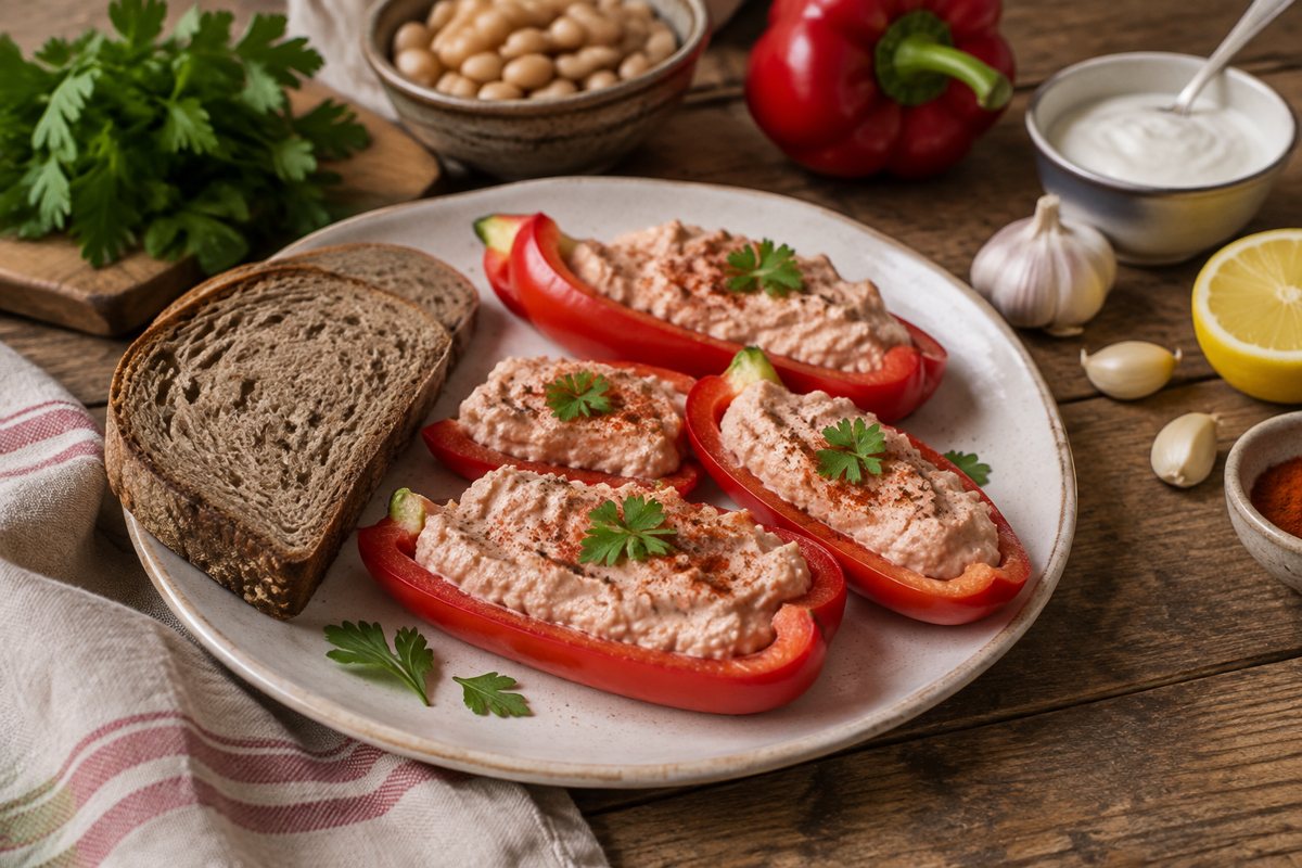 Paprika s fazolovou pomazánkou
