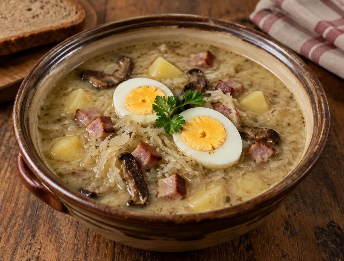 Valašská kyselica s uzeným masem a sušenými houbami