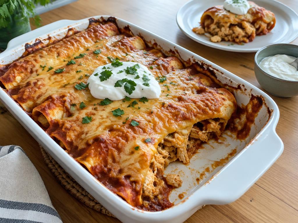 Zapečené enchiladas s kuřetem