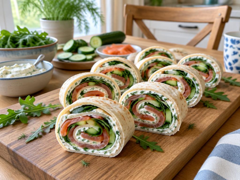 Wrap s uzeným lososem a žervé