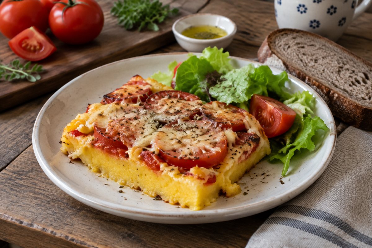 Zapečená polenta s rajčaty do krabičky
