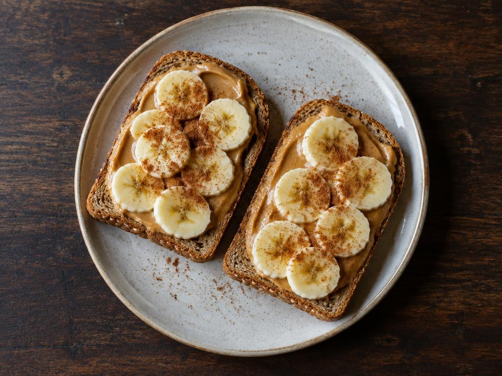 Celozrnný toast s arašídovým máslem a banánem