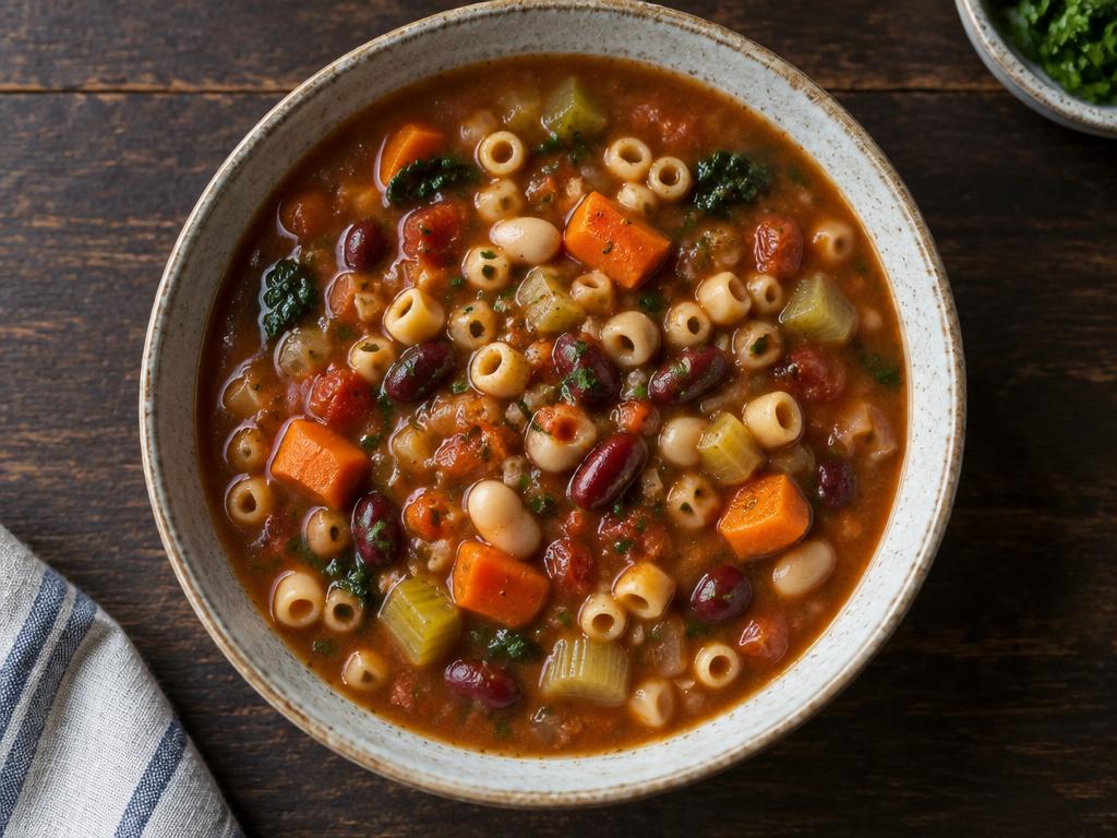 Hustá minestrone s fazolemi a těstovinami