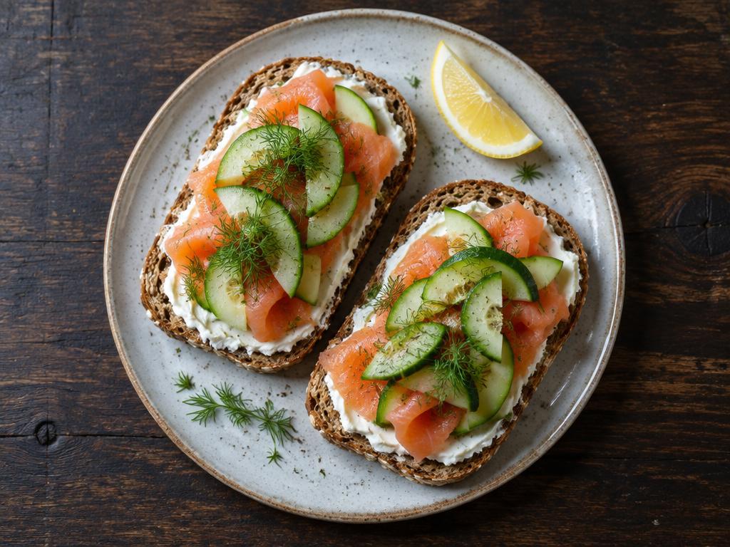 Toast s uzeným lososem a čerstvým sýrem