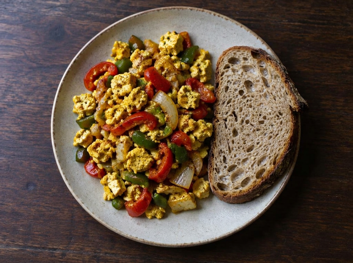 Tofu míchanice s paprikou a chlebem